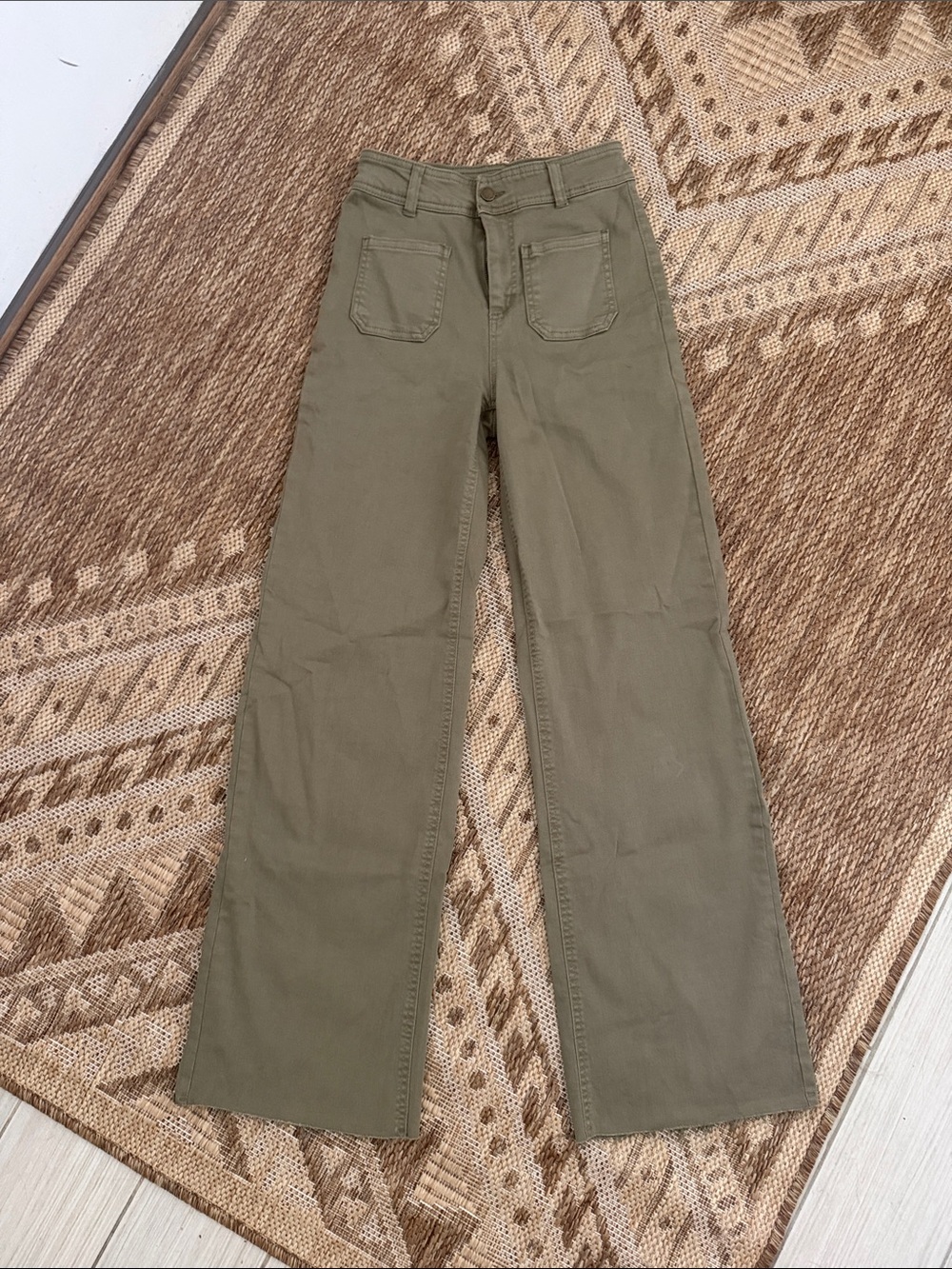Oat New York Olive Wide-Leg High-Rise Jeans